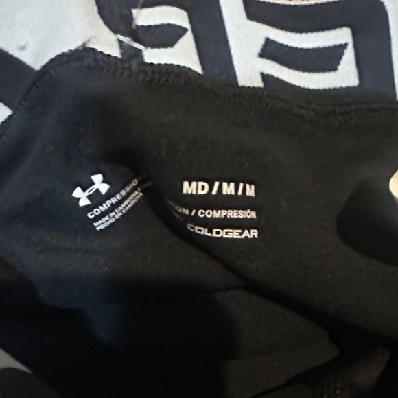 Under Armour Black Leggings with White Logo compression pants - Picture 3 of 5